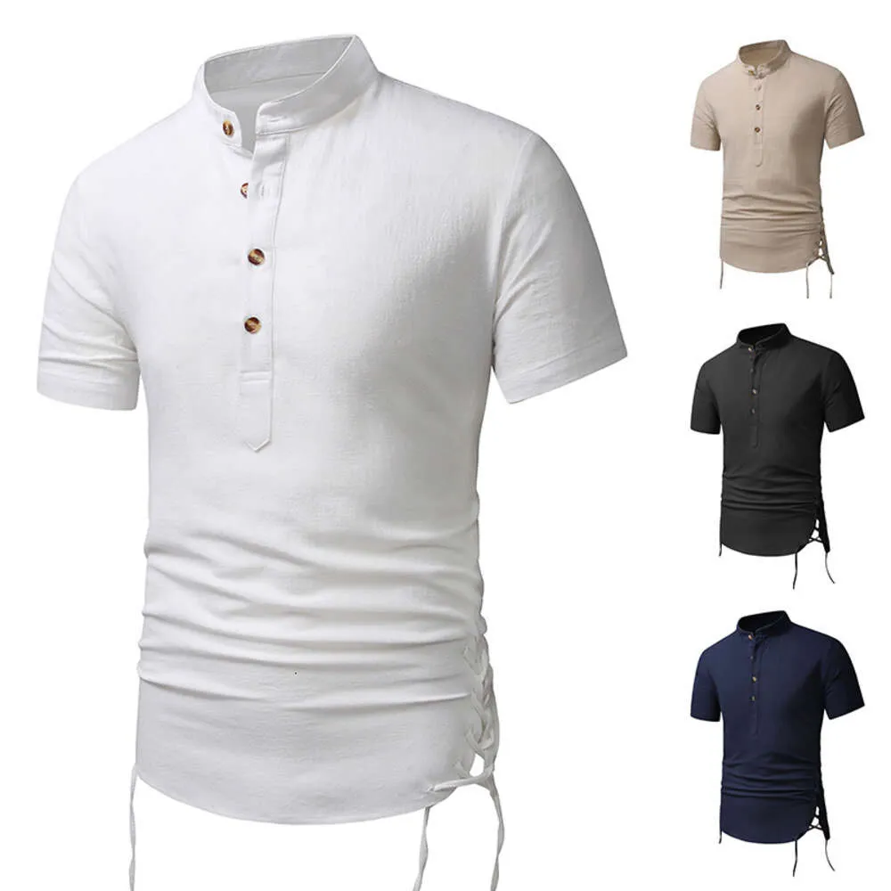 Coton pour hommes et lin Henry Necy Coup à manches courtes à manches courtes, chemise décontractée pour hommes, haut de taille européenne pour hommes