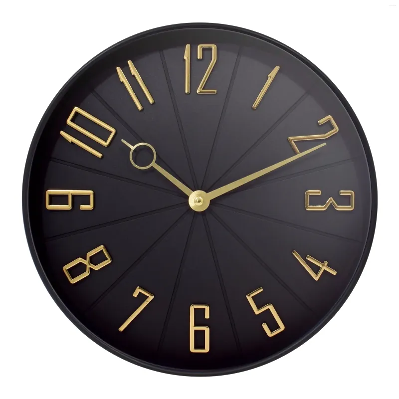 Horloges murales 12 "Black Gold Modern Analog Qa horloge silencieuse utile dans la chambre de cuisine de cuisine de cuisine bonne qualité forte durabilité