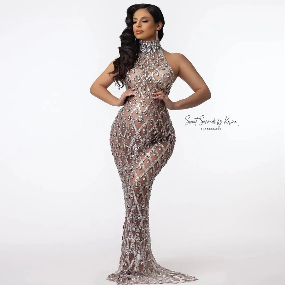 Maternity Pography Sexy Shiny Rhinestone Dress Stretchy Skinny Crystals Maternity Po Shoot Outfit Pregnancy Pography 240313