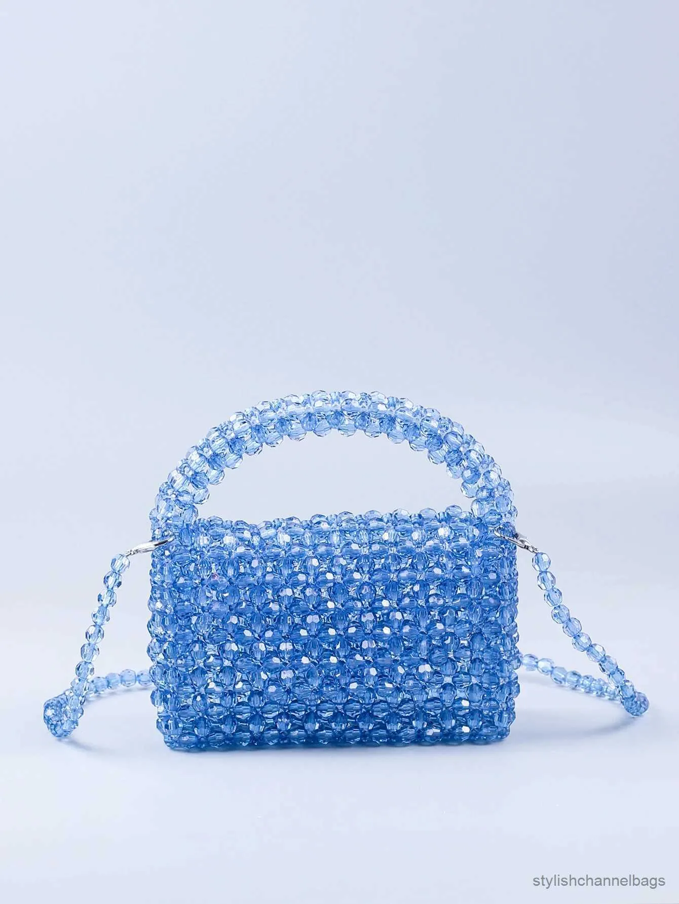 Evening Bags Small and Pure Handmade Beaded Hollow Crystal Beads Knitted Handheld Banquet Candy Color Small Square Bag