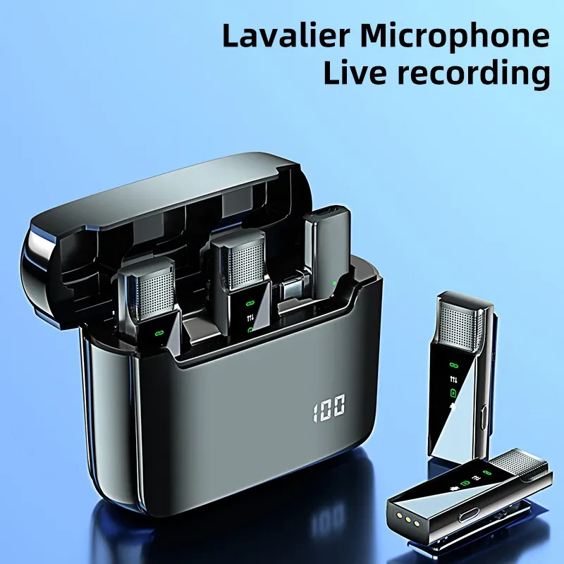 Microfoons Lavalier Microfoon Wireless Mini Microfoon Wireless Rapel Microfoon met dubbele display oplaadkast Ruisreductie Nieuw
