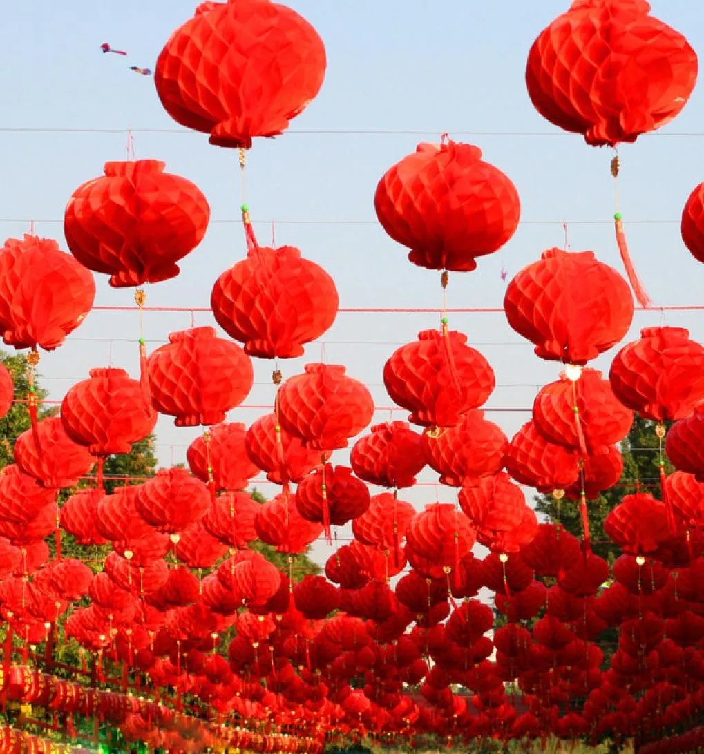 50 pezzi lanterna di plastica rossa tradizionale cinese da 6 pollici per il 2020 Decorazione di Capodanno cinese Hang Waterproof Festival Lanterns6147968