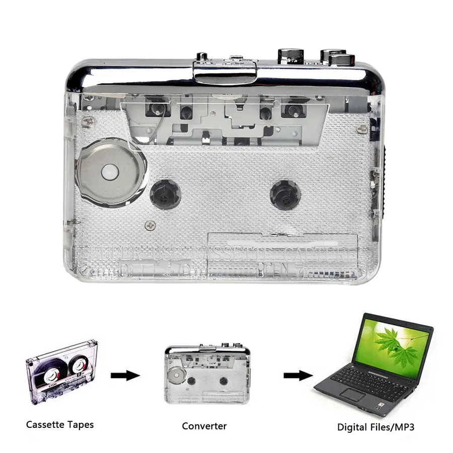 Odtwarzacze kasety USB Kaseta kaseta do MP3 Converter Capture stereo audio muzyki odtwarzacz kasetowy dla Win7/8/10/Mac