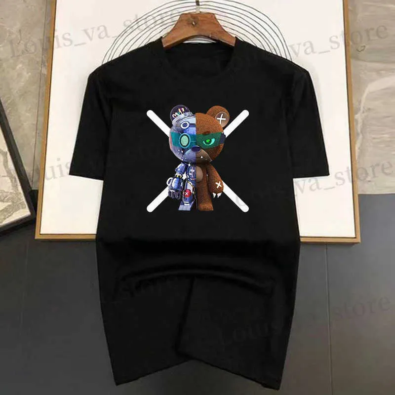 Camisetas masculinas robô de algodão de alta qualidade robô de algodão impressão de urso de luxo Men Brand Fashion Fashion Designer Cool