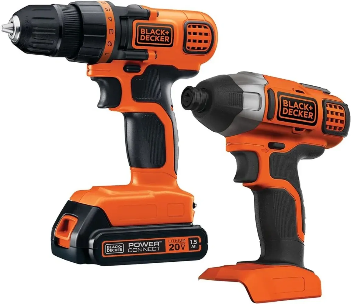 20V Max Cordless Drill and Impact Driver Power Tool Combo Kit med batteriladdare BD2Kitcddi 240407