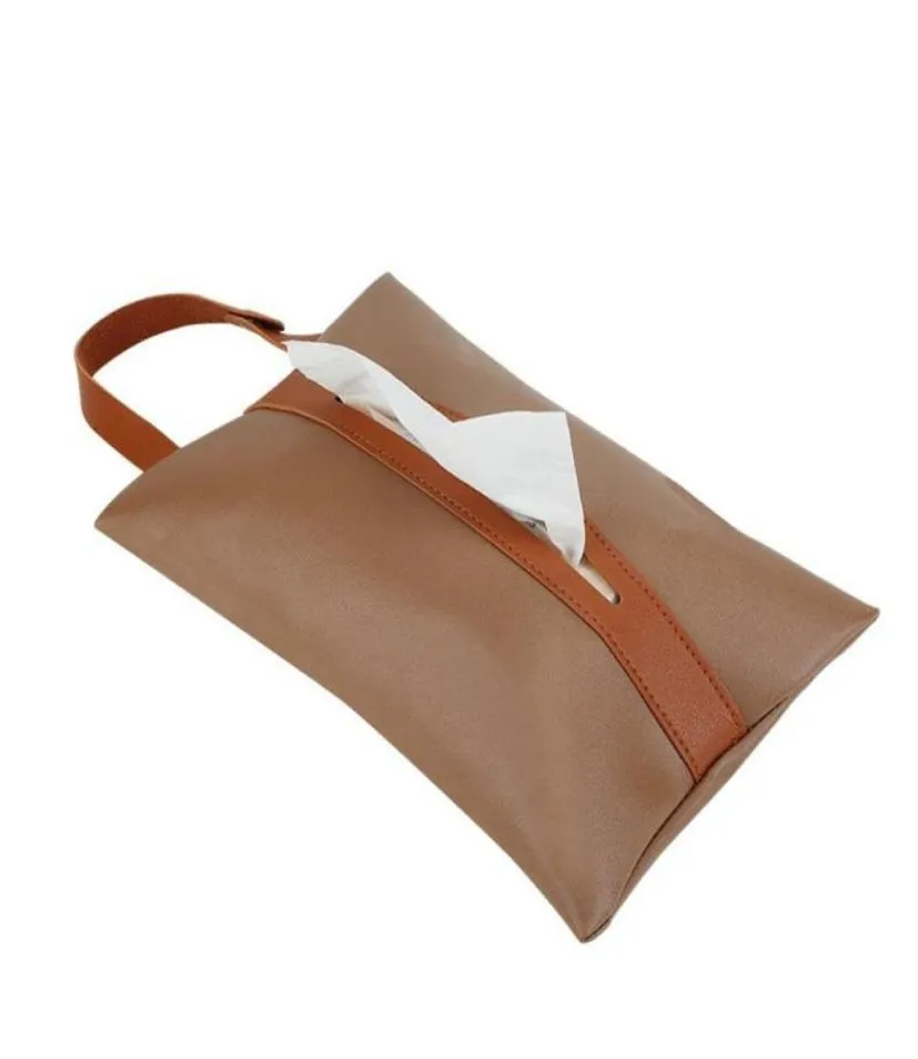 Car Organizer Toilet Tissue Box Leather Drawer Hanging Creative Soft Cloth Cover Simple Color Matching Bag7690250