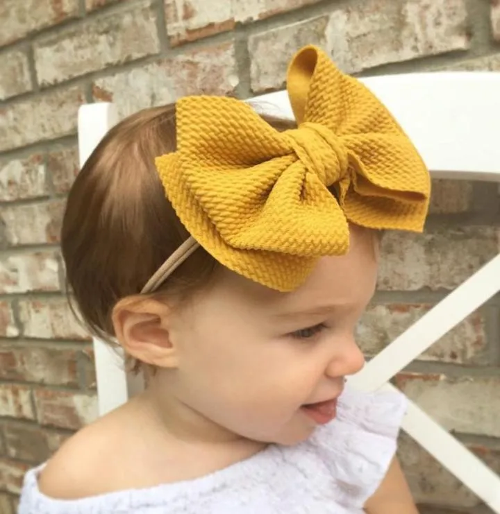 Coup de coiffure à gros arc bébé filles pour les enfants en bas âge élastique Bande de tête nylon Turban Tièce enveloppe les accessoires de cheveux Bowknot Ins 8888523