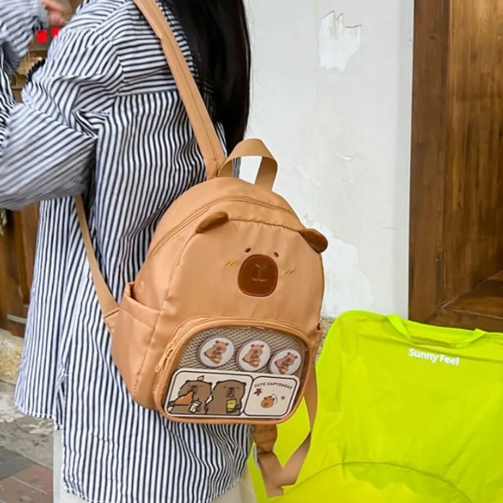 Large Capacity Capybara Cartoon Graphic Backpack with Transparent ...
