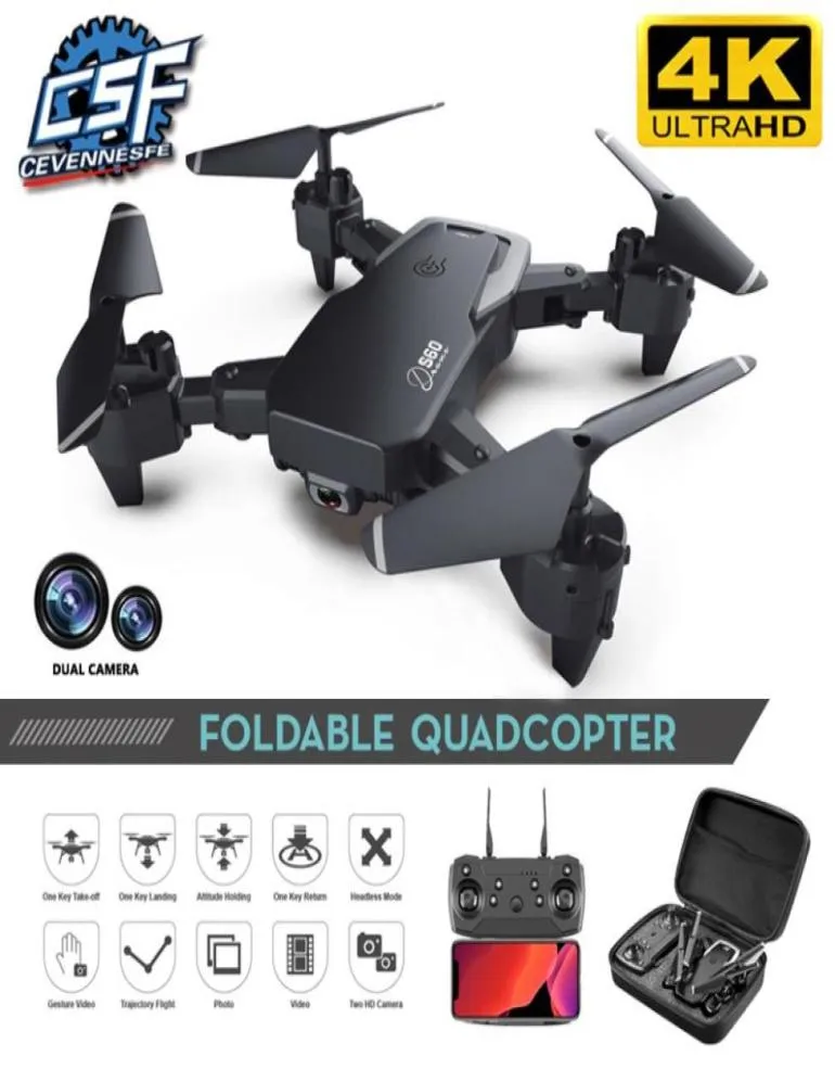 2021 droni professionali S60 pieghevole 4K 1080p doppie fotocamere ad alta definizione pografia pografia a batteria lunghe Batteria Quadcopter Intelligero