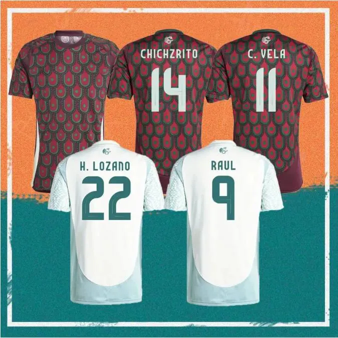 24/25 Mexico Copa America piłka nożna 2024 H.Lozano Chicharito H. Herrera koszulka Raul Chicharito E. Alvarez C. Vela A. Guardado Kit Kit Football Mundlid