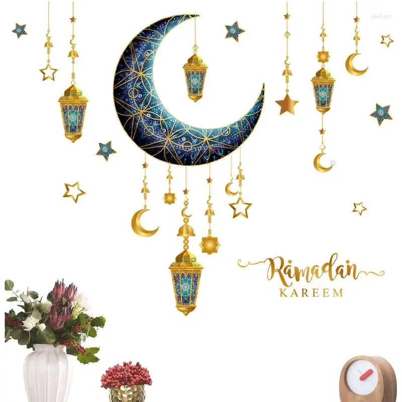 Party Decoration Eid Stickers Moon Star Window Clings Lantern For Walls Living Rooms Cabinets