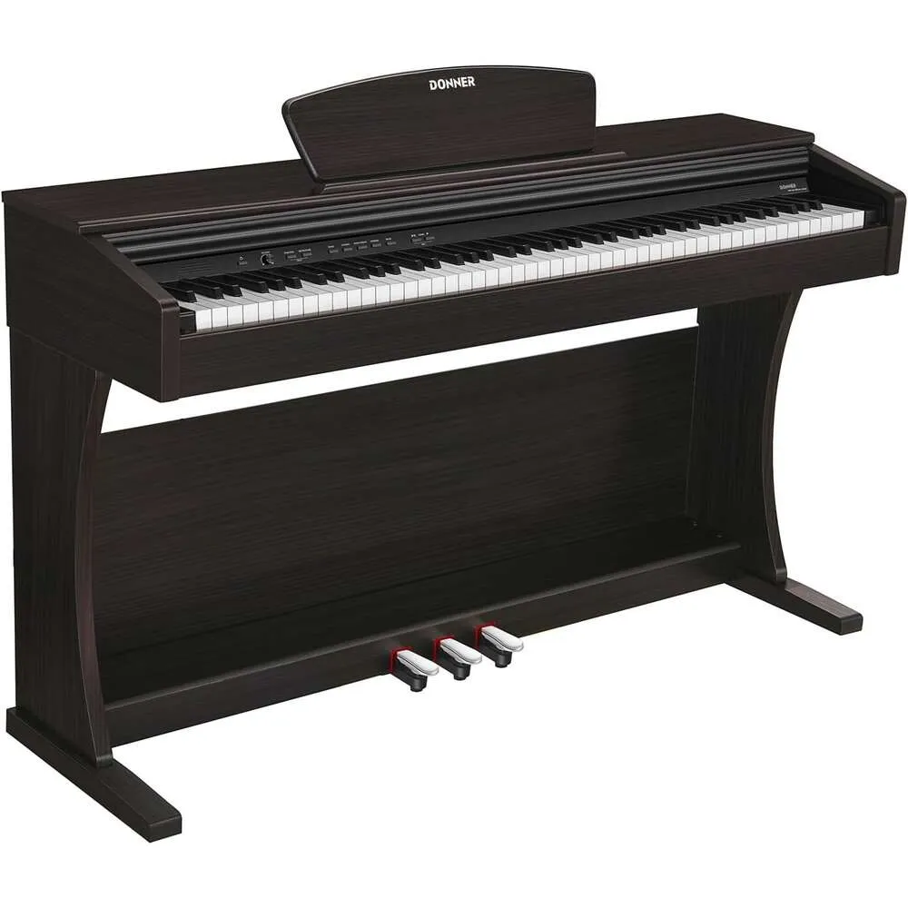 Professional Full Size Electric Digital Piano with 88 Graded Hammer Action Weighted Keys, Record, Bluetooth, 10 Voices, 4 Reverb, Speakers - DDP300 Piano