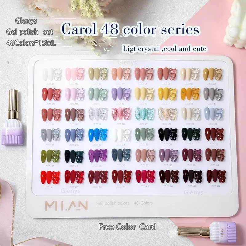 Polacco Glenys48 Color Carol Series Solpiccola per chiodo per chiodo semi permanente per chiodo per chiodo gel set all'ingrosso