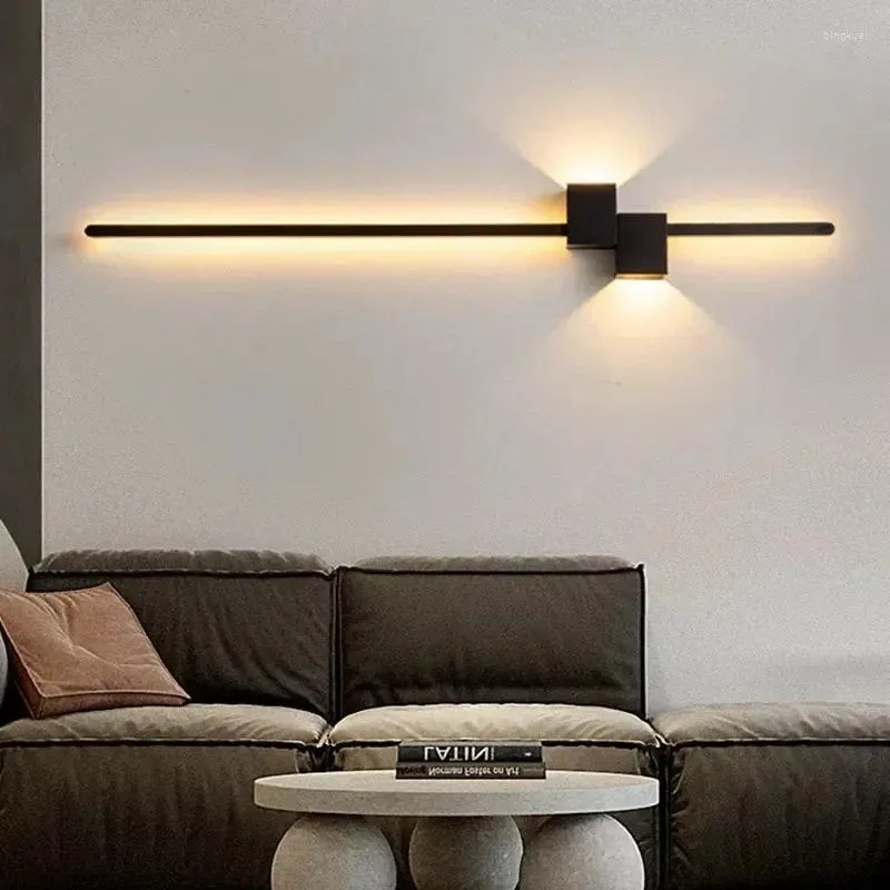Lampa ścienna nowoczesne minimalistyczne kreatywne wyposażenie oświetlenia paska aluminium sypialnia salon sofa kratka