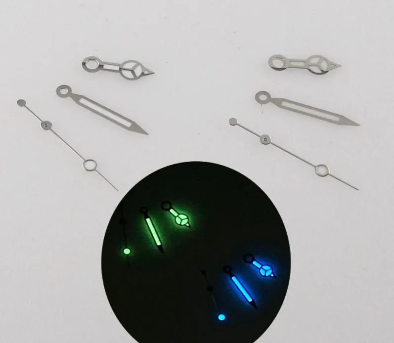 Outils de réparation kits de montre en argent Hands de rechange pièces de rechange ajustement pour NH35 NH36 NH35A NH36A 7S35 4R35 7009 Mouvement automatique BlueGreen Lume6094194