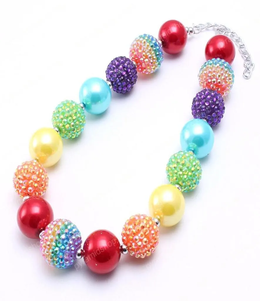 New Design Rainbow Kid Chunky Necklace Finished DIY Colorful Bubblegum Bead Chunky Necklace Children Jewelry For Toddler Girls3526237