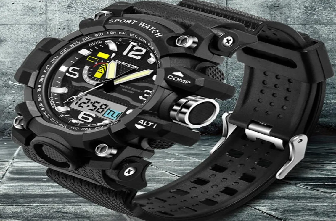 2017 Nya varumärken Sanda Men Militär Digital-Watch Waterproof Sport Multifunktionsklockor LED Digital Watch Clock Men9695408