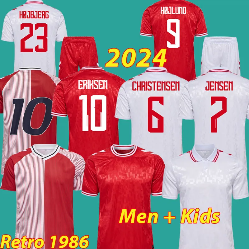 24 25 Denmark soccer jerseys HOJLUND ERIKSEN HOME Away KJAER HOJBJERG CHRISTENSEN 2024 euro BRAITHWAITE LAUDRUP Shirt 1986 Retro Denmark Vintage Men Kids Kit