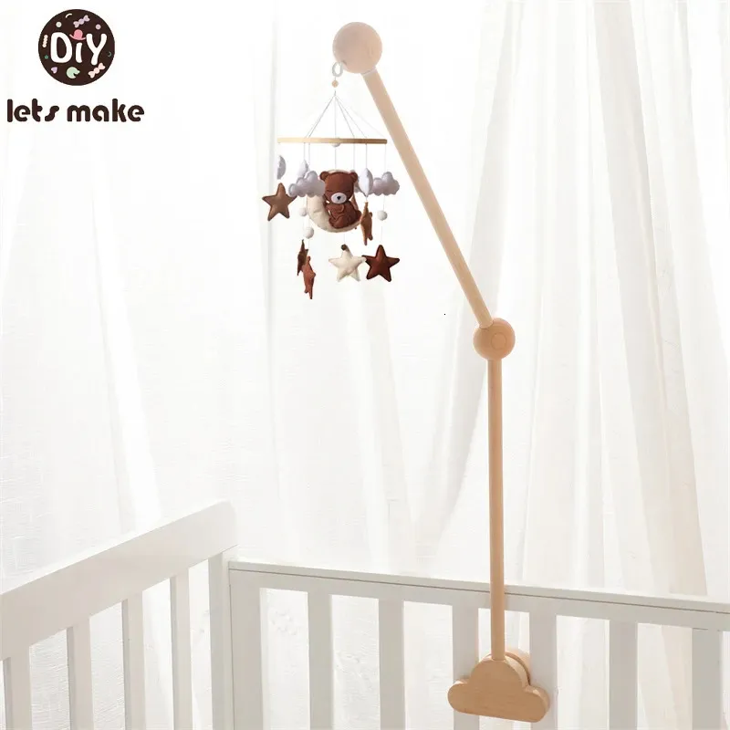 Baby Holzbett Glockenklasse Mobile Hang Rasseln Spielzeugbügel 012 Monate Krippenhalter Arm Infant Geschenke 240408