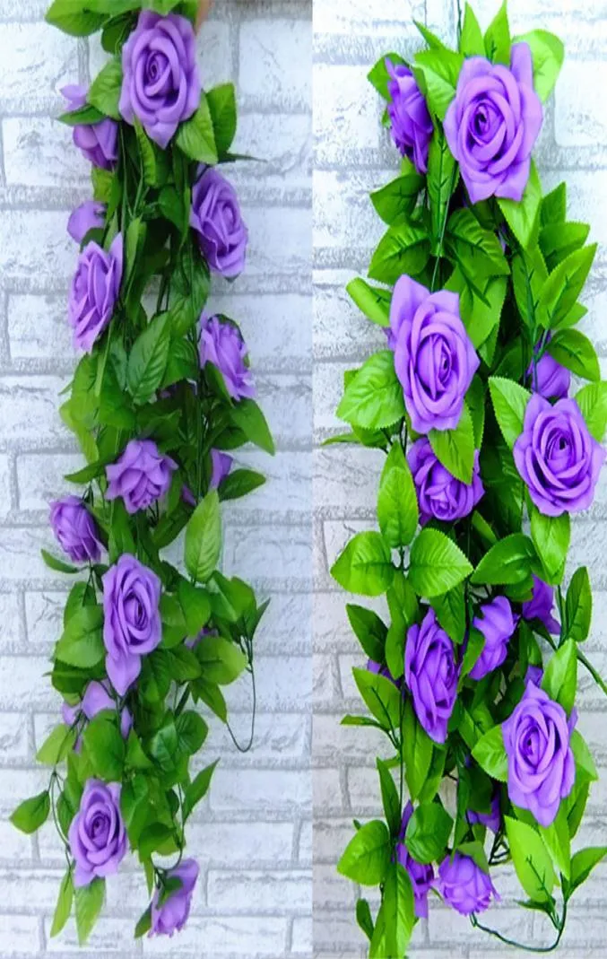 24m Fleurs artificielles Ivy Vine Fake Silk Roses Home Wedding Decoration suspendue Garland Decor5060486