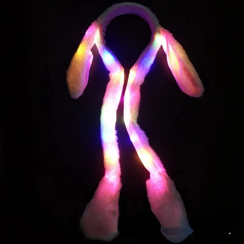 LED GLOW Funny Funny Plush Bunny Rabbit Hat Ears Creative vai mover um boné para crianças adultos para crianças meninos festival de aniversário 240403