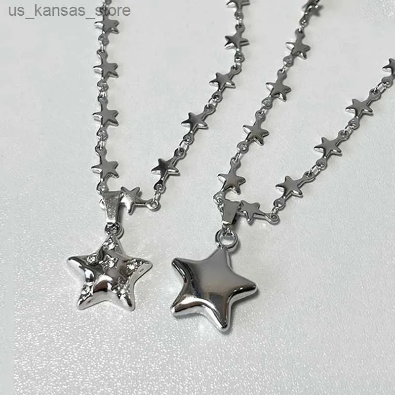 Подвесные ожерелья корейская модная звезда хрустальное ожерелье Симпатичное эстетическое DIY блестящее подвесное ожерелье для женщин Y2K Ювелирные изделия Egirl Accessorie punfpgt