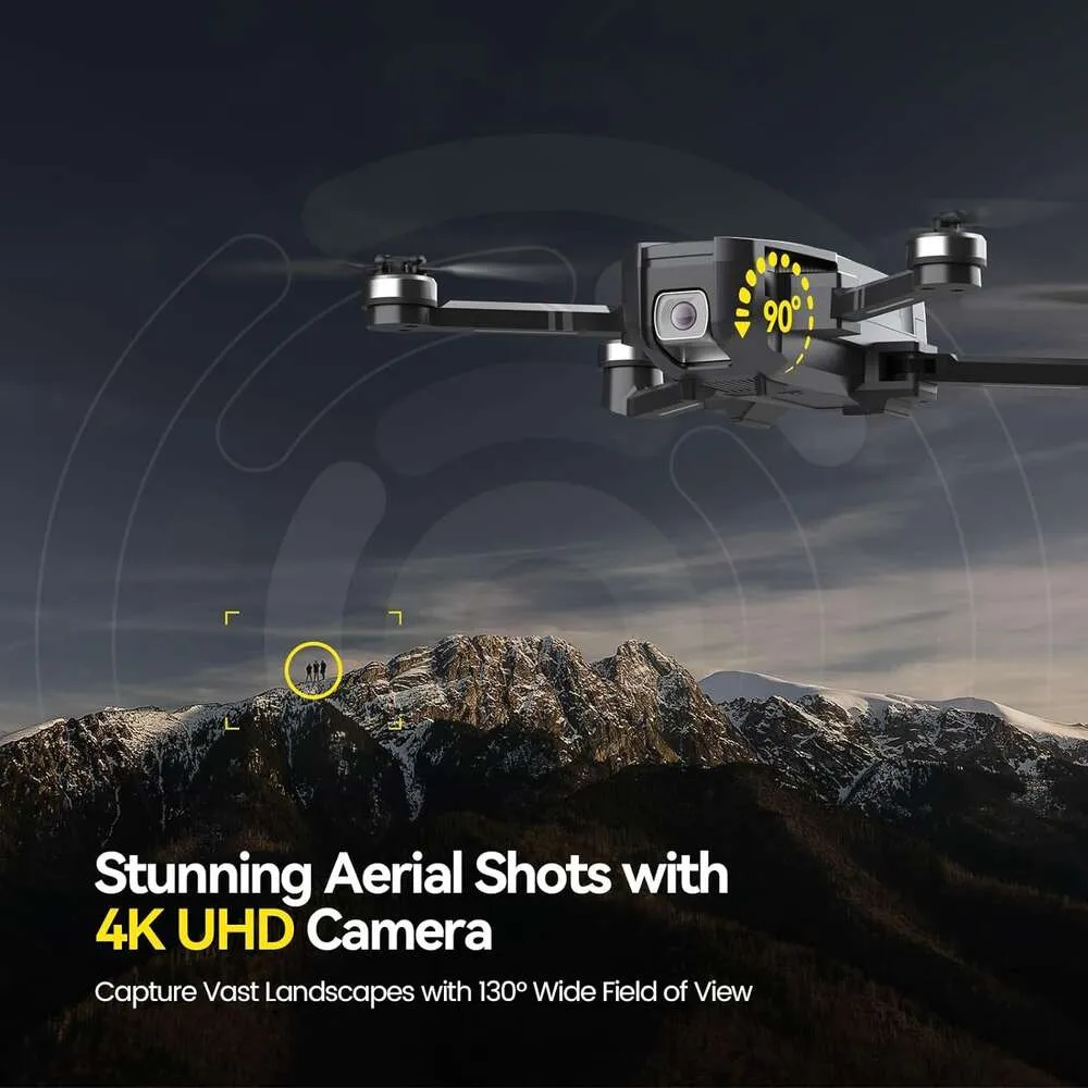 Drone GPS Holy Stone HS720 avec - 4K UHD, FAA Remote ID Minutes Temps de vol, quadcoptère pliable avec moteur sans balais, fonctionnalité de retour à la maison incluse incluse