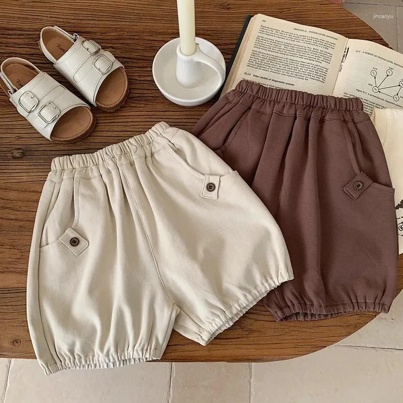 Broek kinderen kleding kinderen mode comfortabele elastische taille all-match shorts 2024 zomer dunne vaste kleur sport casual broek