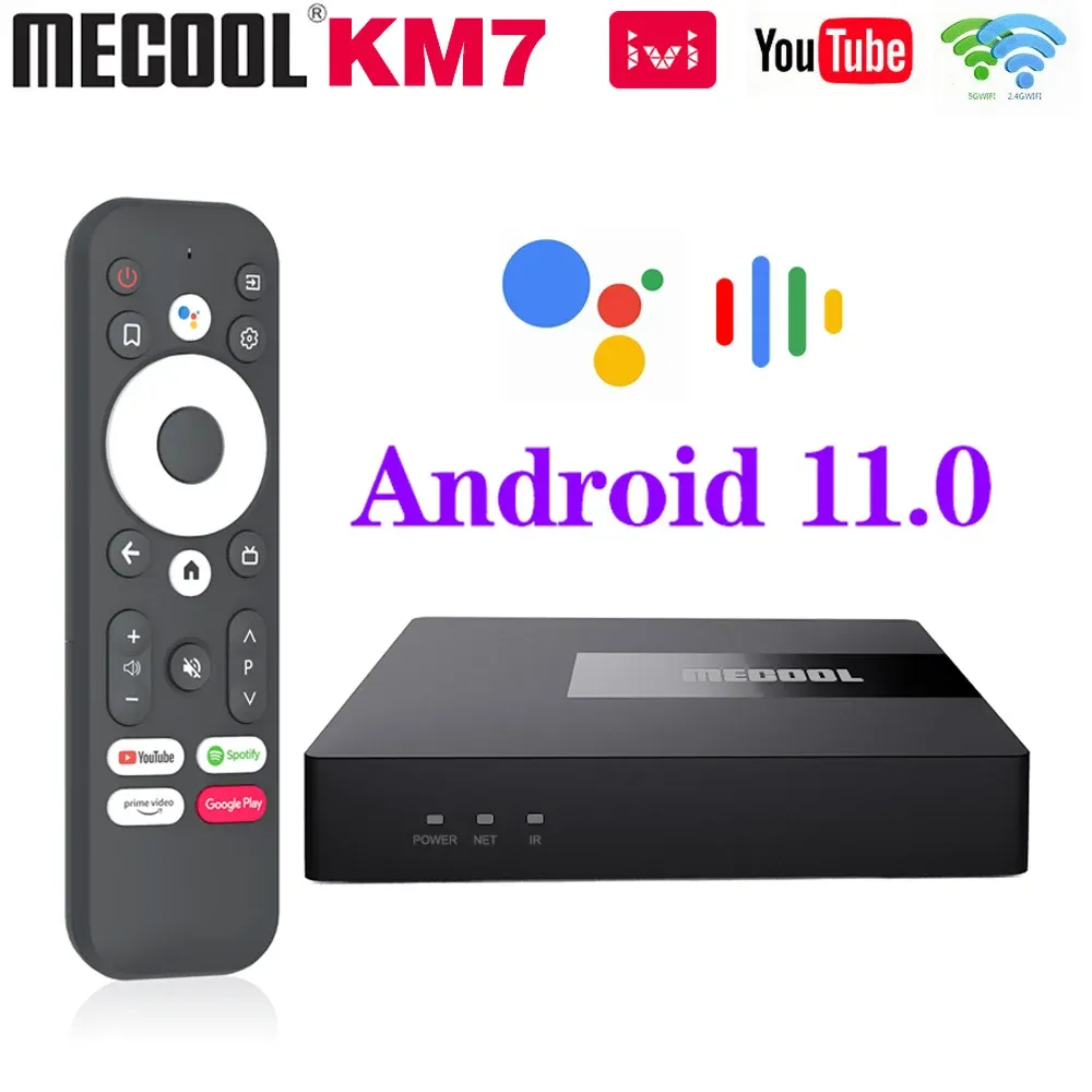 ボックスグロブラバージョンメクールKM7 AMLOGIC S905Y4 TV BOX ANDROID 11 LPDDR4 4GB 64GBデュアルWIFI Google認定2GB 16GBスマートテレビボックス