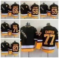 Mens 2022 New Alternate Black #77 Jeff Carter Hockey Jerseys 87 Crosby 71 Malkin 59 Guentzel 58 Letang 66 Lemieux Stitched Shirts S-XXXL