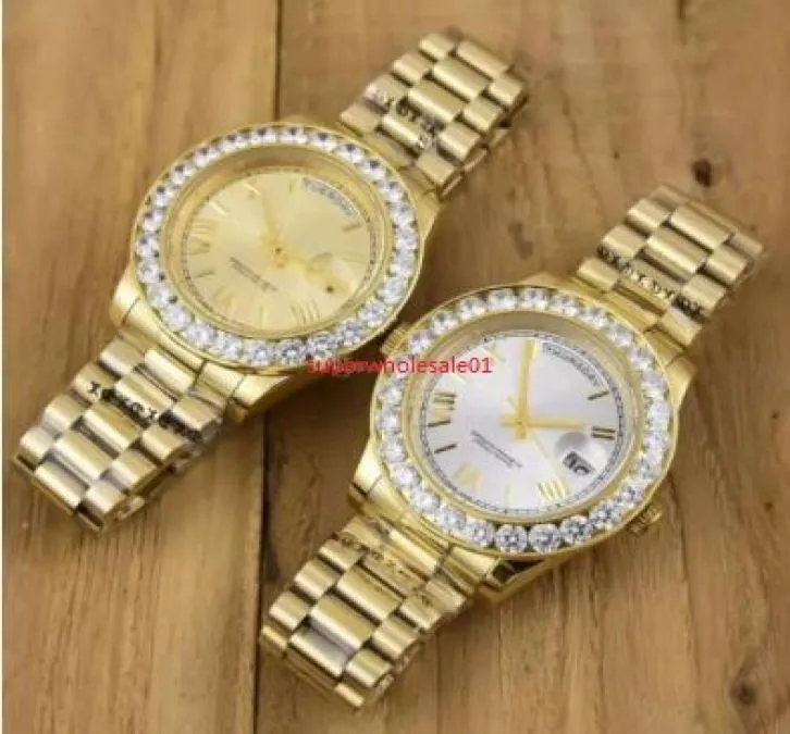 OP Luxury Christmas Gifts Men039S Watches Big Diamond Watch 18K Gold Gold Stainless Strap Machinery 4582701011