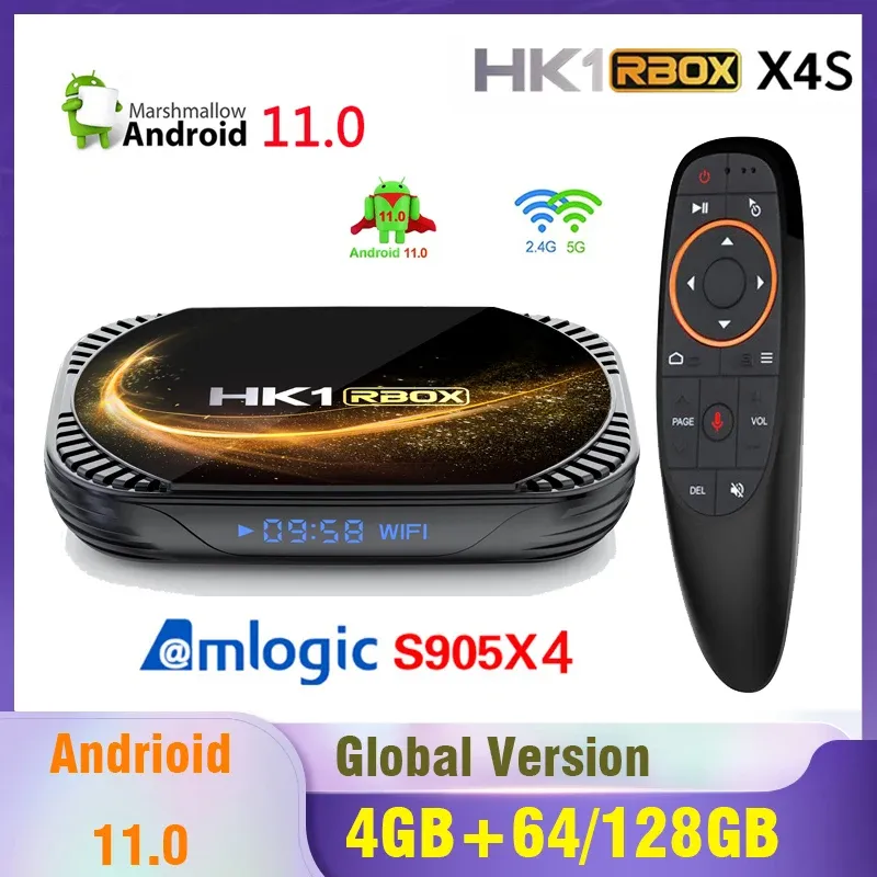 Box NOWY HK1 RBOX X4S SMART TV Box Android 11 Amlogic S905x4 4G 32G 64G 128G 4K 8K BT 2,4G 5.8G Dual Wi -Fi Media Player