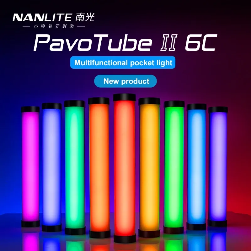 Kameror Nanlite Pavotube II 6C LED RGB Soft Light Tube Portable Handheld Photography Lighting Stick Cct Mode Photos Video Nanguang