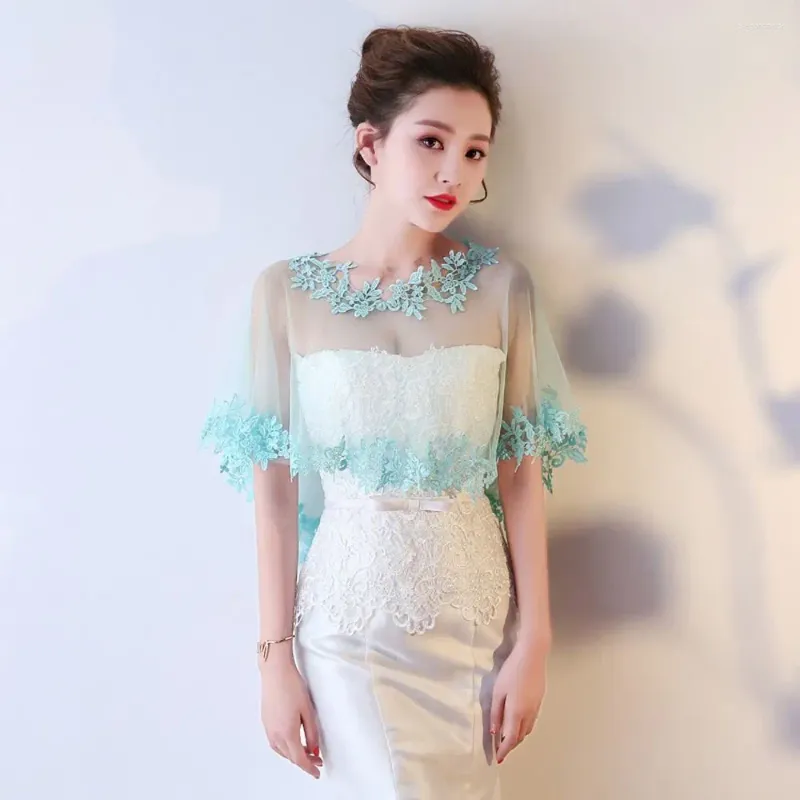 Scarves Short Wrap Evening Party Capes Summer Shawl Wedding Accessories Women Wraps Transparent Bridal Lace Flower