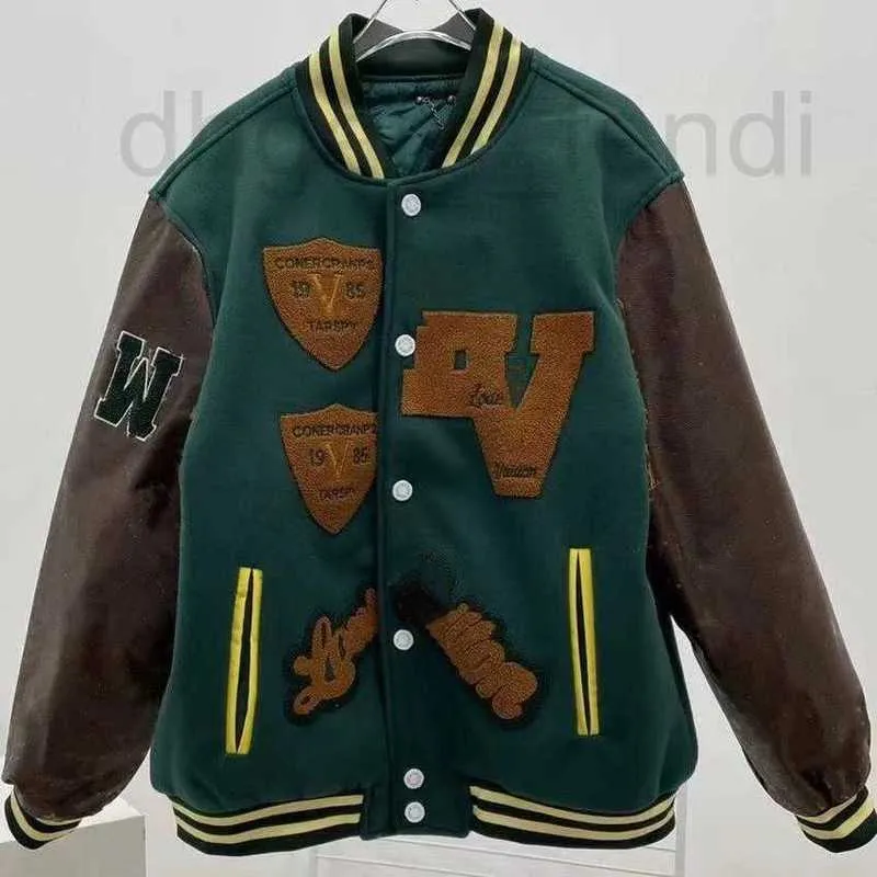 Kvinnorjackor Designer Luxury Quality 22SS Patchwork Leather Fashion Embroidered Muay Thai Letters Men's and Baseball Jacket JR39