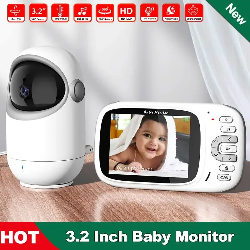 Övervakar ny baby monitor vb802 3.2 tum trådlös med ptz kamera hög säkerhet kamera natt syn temperatur övervakning baby cam vb601