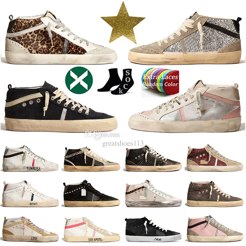 topkwaliteit gouden vrouwen sneakers heren jurk midden designer schoenen Goose's Mens Dames Heels Superstar Dirty Super Star Flat Black Wit Pink Green Ball Star Trainers