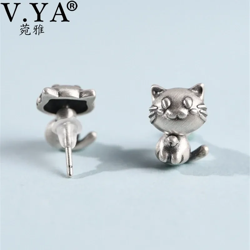 Rings V.YA 2021 Fashion retro gratis combinatie en ontwerp sense kitty vrouwelijke oorbellen S925 zilveren katten oorbellen sieraden