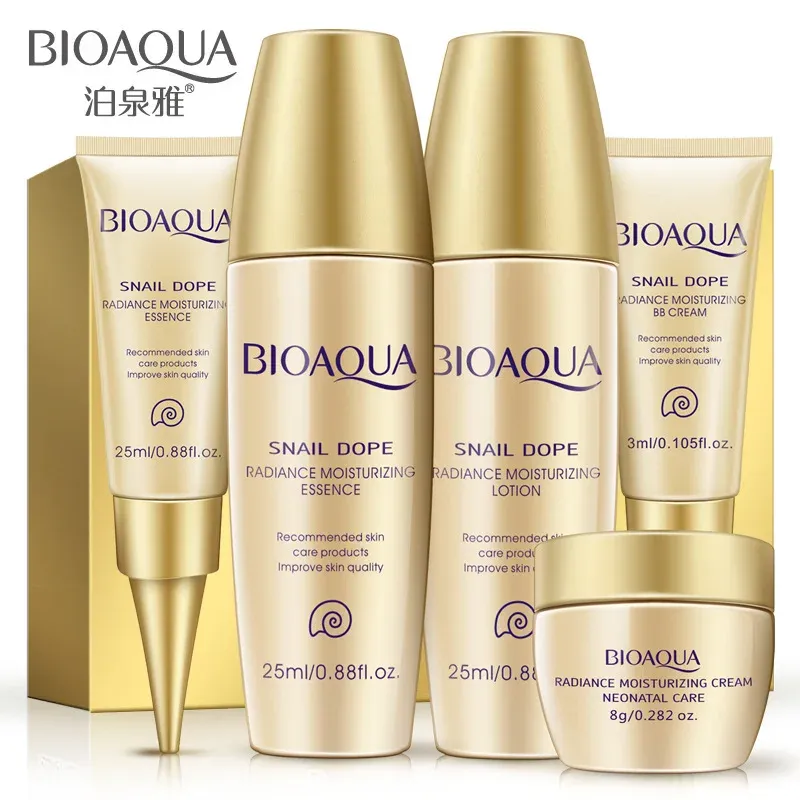 Feuchtigkeitscremes Bioaqua Snail Face Face Hautpflege Sets Hyaluronsäure Feuchtigkeitsfeuchtigkeits -Weiß -Day -Cremetoner BB Sahne Eye Cream Serumlotion