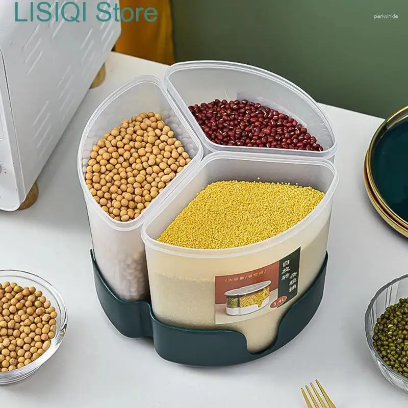 Bouteilles de rangement cuisine à trois couches séparées de contenant un godet à résistance à l'insecte Boîte de riz grain scellé pot Home Pet Dog Food Aliments