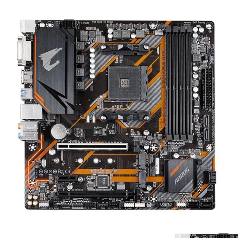 Motherboards For Gigabyte Ga B450M Aorus Elite Amd B450 /4-Ddr4 Dimm /M.2 /Usb3.1 /Micro-Atx / Max-64G Double Channel Am4 Motherboar Dhwfl