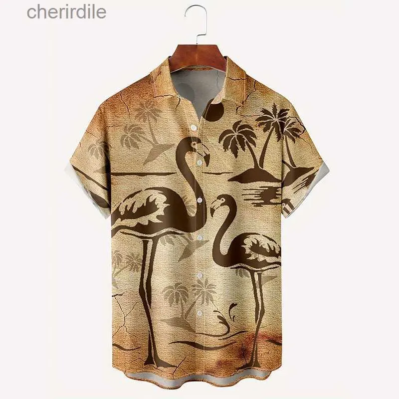 Camisas casuais masculinas camisa havaiana de praia de praia Palminga de palmeira 3D Camisa de manga curta Aloha Summer Summer LOP TOP YQ240408