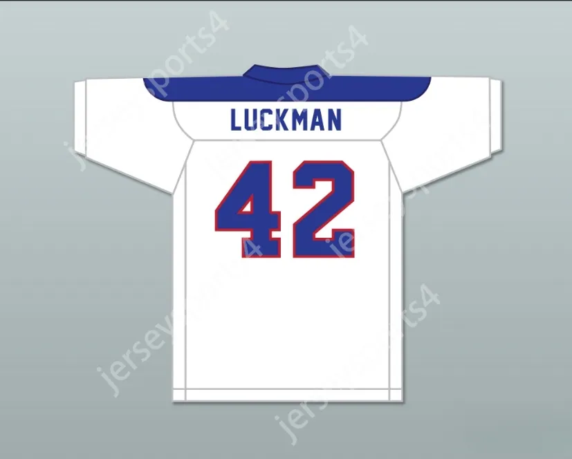 CUSTOM Sid Luckman 42 Erasmus Hall High School White Football Jersey 2 Top Stitched S-6XL
