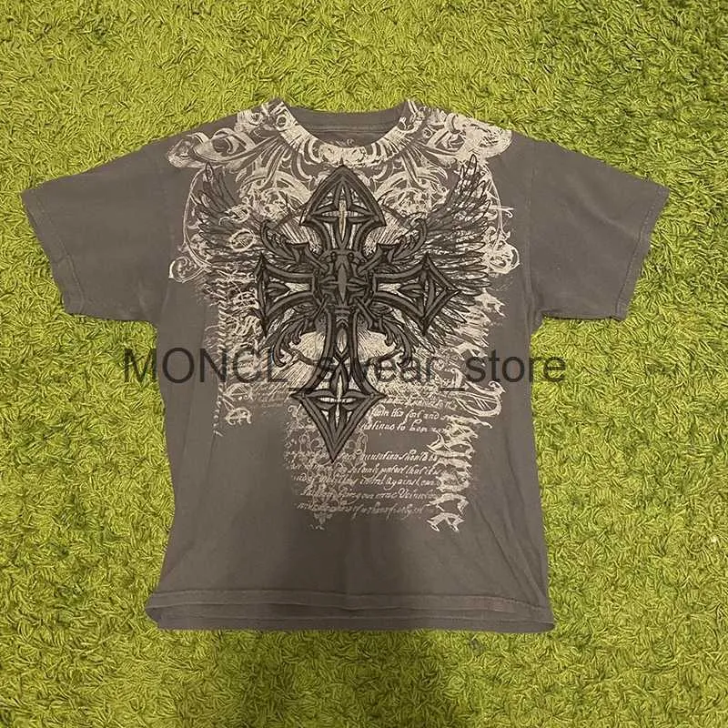 Camisetas masculinas y2k masculino de traseira vintage de camiseta gráfica gótica gótico de manga curta nova camisa de moda h240408