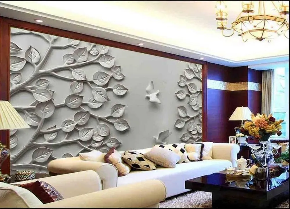 3D Abstract Tree Pigeon Wallpaper Stereoscopic TV Background, Living  Room Bedroom Decor, Modern Wall Art, Easy Install