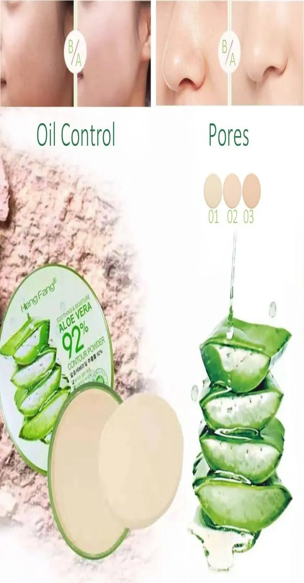 Heng fang aloe vera 92 pó de contorno em pó calmante umidade pressionada em pó pó hidrato hidrato de face natural maquiagem7566373