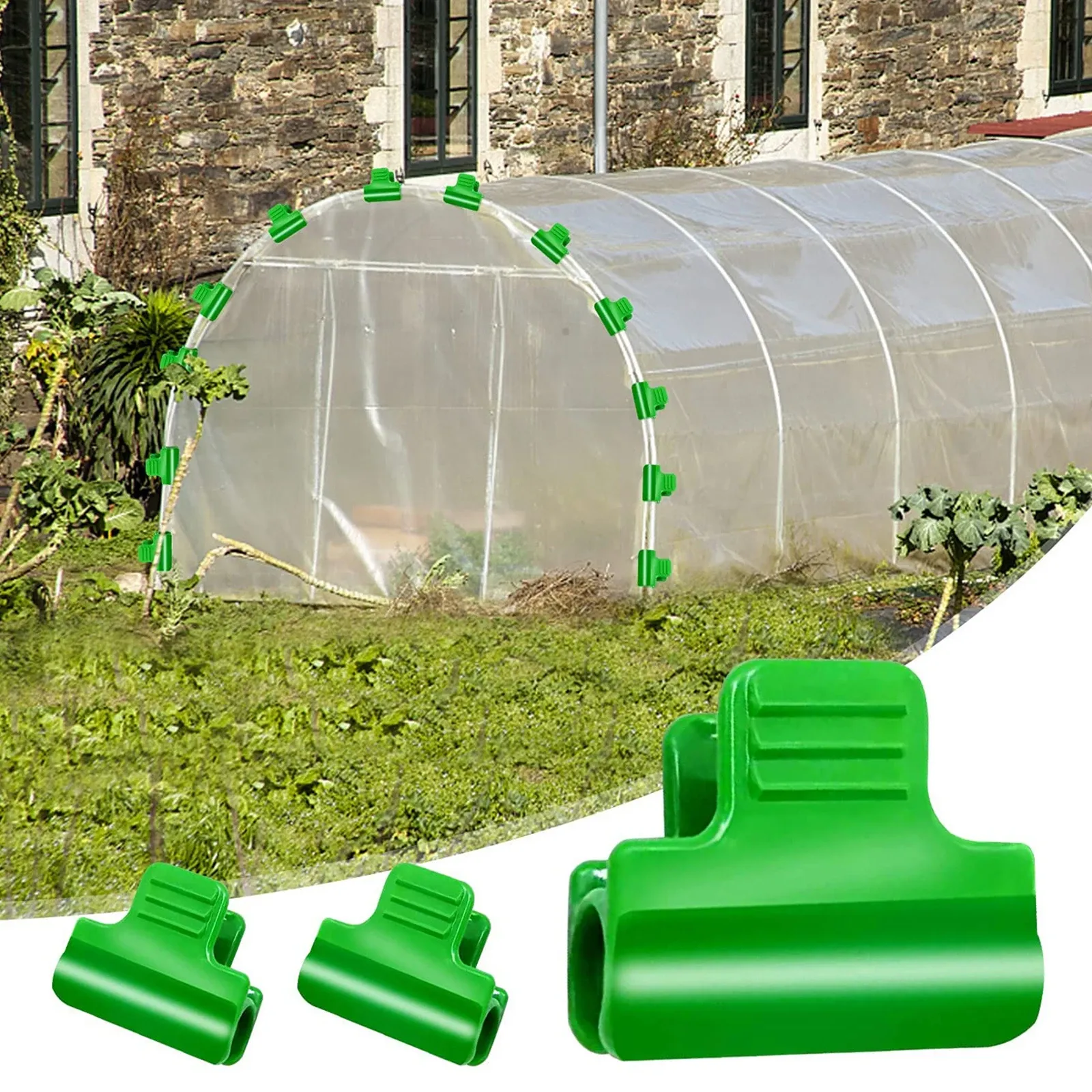Ondersteunt 60 -stcs kas filmklemmen tuinschuur rijkleining netten tunnel hoepel plastic clips voor buiten diameter 11 cm plant stakes