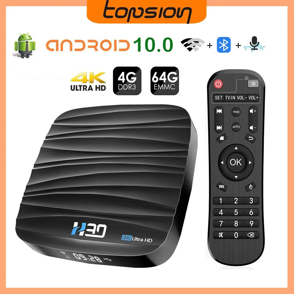 Box Topsion H30Pro Android TV Box Android 10 2.4G 5.8G WiFi Media Player 4K 3D Video 4GB 32GB 64GB H6 Smart TV Box