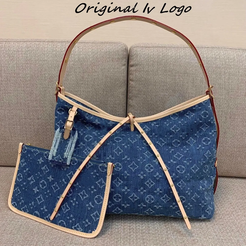 Lousis Vouton Bags Crossbody Designer Luxury Bag Original Denim Carryall MM Blue Purse Mirror Quality Shourdle Bag