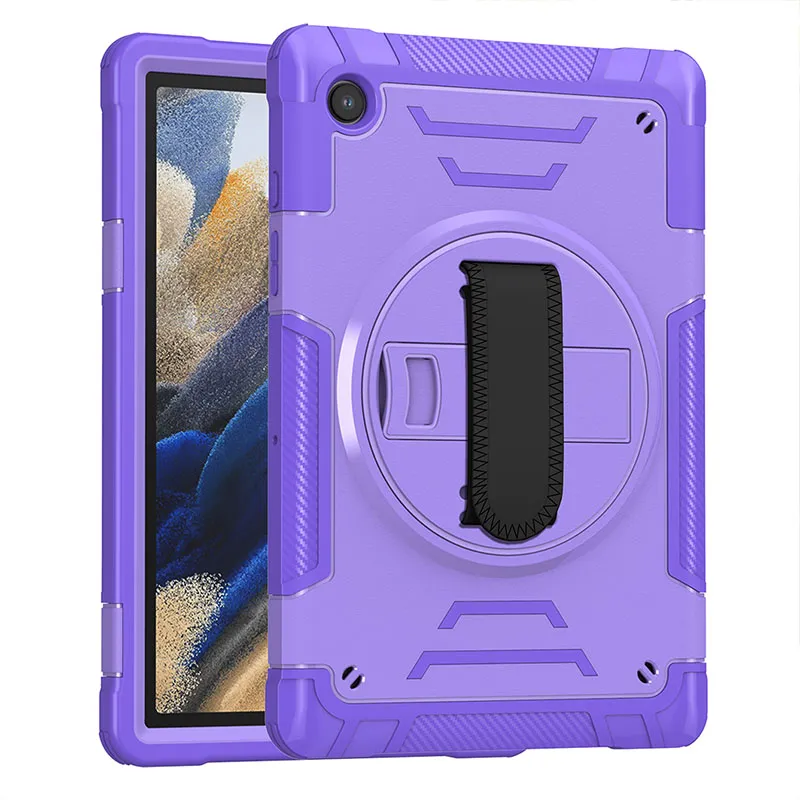 Étui robuste pour SAM Tab A8 10,5 pouces TPU + PC Case, épreuve de choc robuste avec sangle à main 360 degrés Protection de rotatif pour T220 / T225